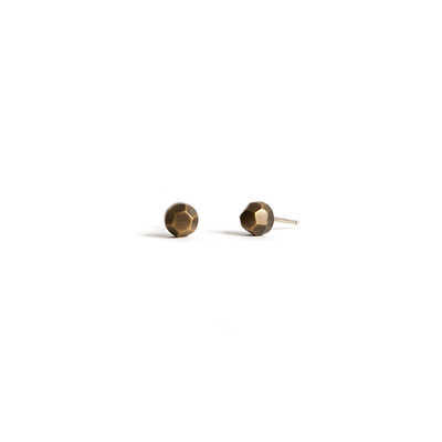 Faceted Studs - Brass / Work Patina - Earrings